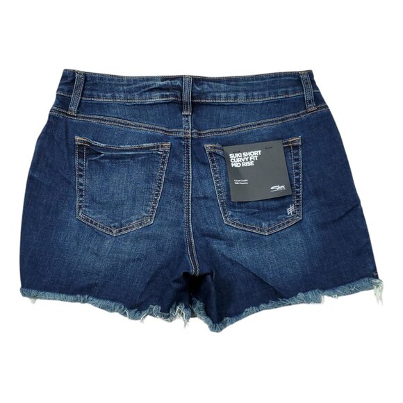 Silver Jeans Suki Curvy Fit Mid Rise Jean Shorts Size 29 x 4 Dark Wash Blue - Picture 2 of 8